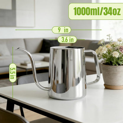 Watering Can Indoor Plants, 34oz Stainless Steel Long Spout, Black