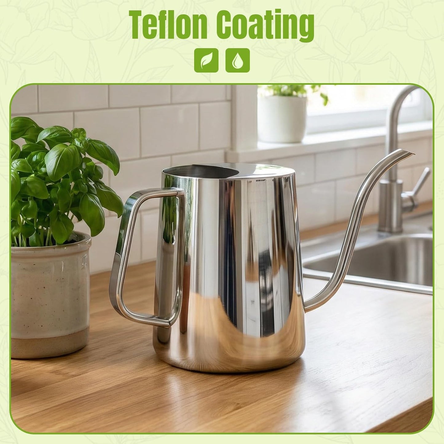 Watering Can Indoor Plants, 34oz Stainless Steel Long Spout, Black