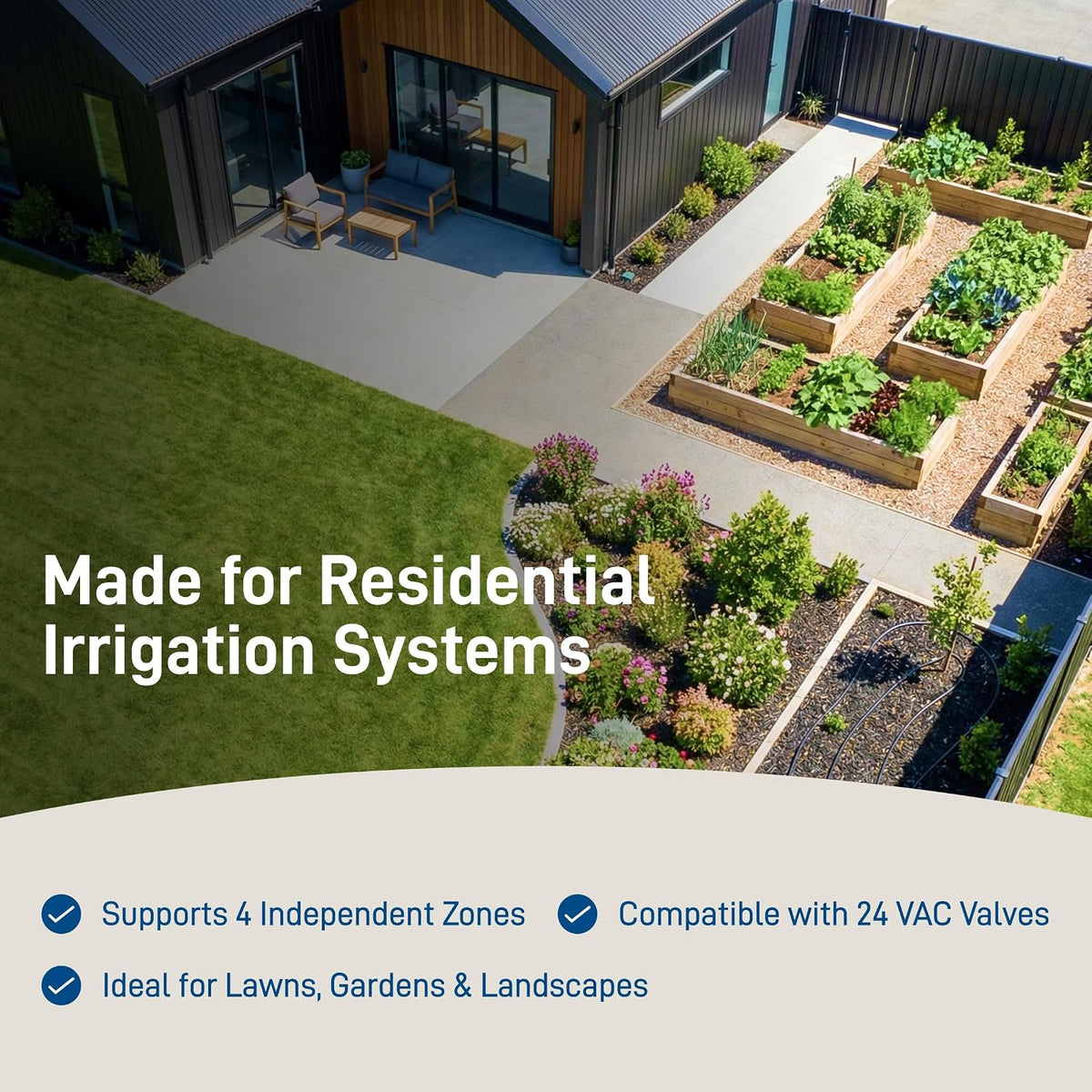 4-Station Outdoor Swing Panel Sprinkler System Timer - for Residential Lawn Watering - Multi-Station Irrigation Controller - Custom Watering Intervals - Indoor/Outdoor Installation - 57894