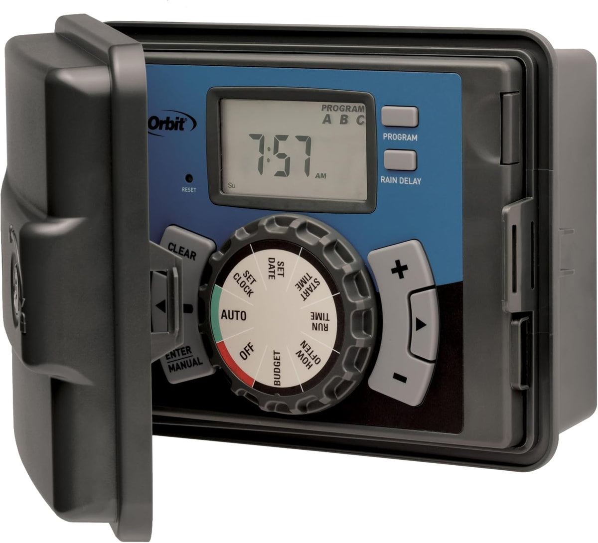 4-Station Outdoor Swing Panel Sprinkler System Timer - for Residential Lawn Watering - Multi-Station Irrigation Controller - Custom Watering Intervals - Indoor/Outdoor Installation - 57894