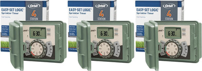4-Station Outdoor Swing Panel Sprinkler System Timer - for Residential Lawn Watering - Multi-Station Irrigation Controller - Custom Watering Intervals - Indoor/Outdoor Installation - 57894