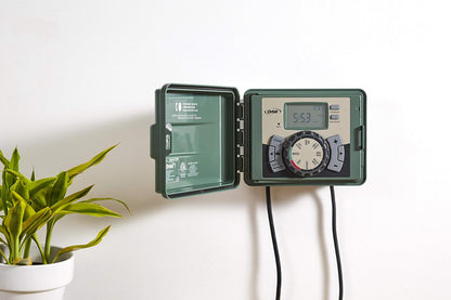 4-Station Outdoor Swing Panel Sprinkler System Timer - for Residential Lawn Watering - Multi-Station Irrigation Controller - Custom Watering Intervals - Indoor/Outdoor Installation - 57894
