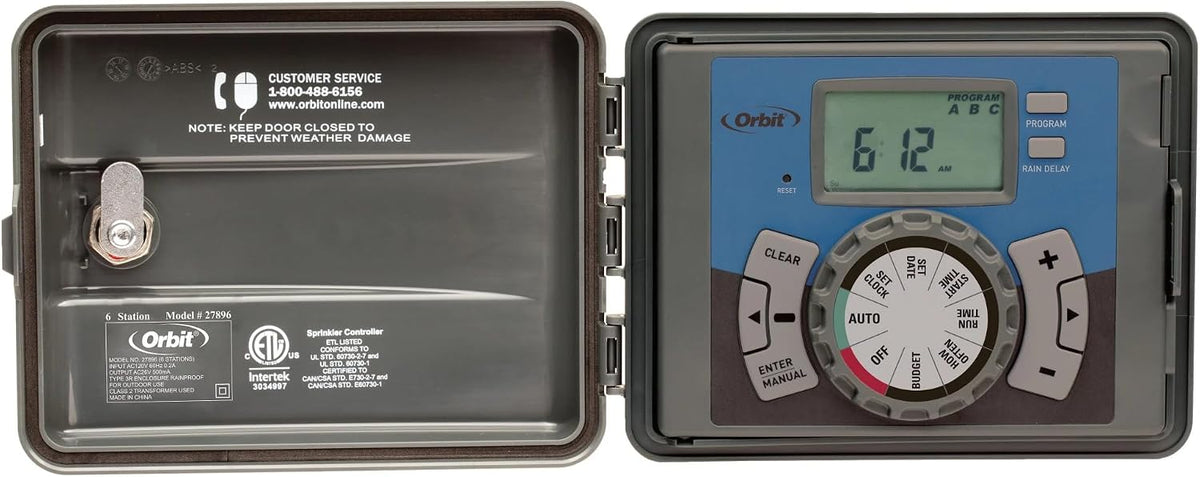 4-Station Outdoor Swing Panel Sprinkler System Timer - for Residential Lawn Watering - Multi-Station Irrigation Controller - Custom Watering Intervals - Indoor/Outdoor Installation - 57894