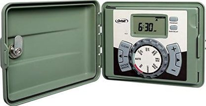 4-Station Outdoor Swing Panel Sprinkler System Timer - for Residential Lawn Watering - Multi-Station Irrigation Controller - Custom Watering Intervals - Indoor/Outdoor Installation - 57894