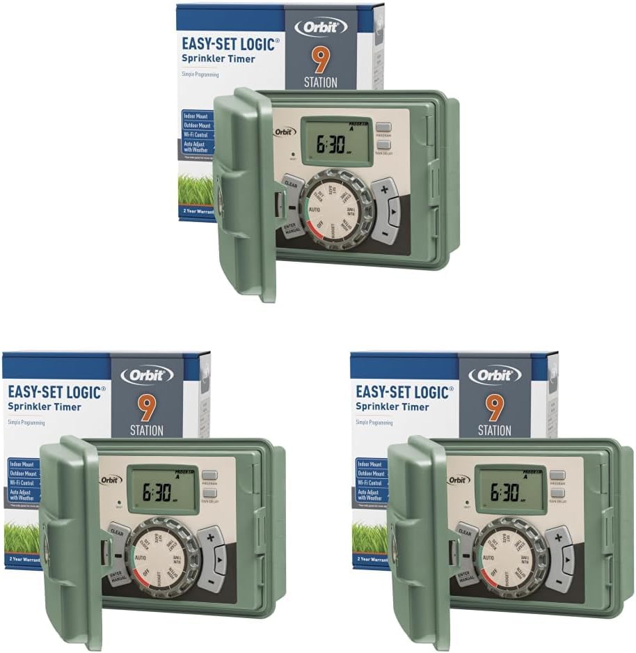 4-Station Outdoor Swing Panel Sprinkler System Timer - for Residential Lawn Watering - Multi-Station Irrigation Controller - Custom Watering Intervals - Indoor/Outdoor Installation - 57894