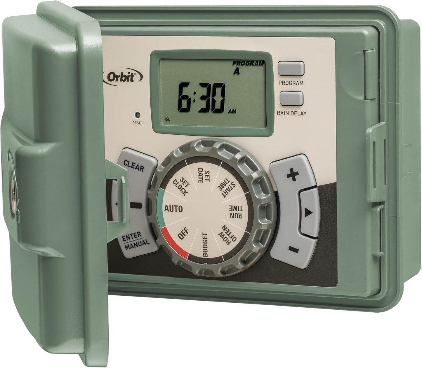 4-Station Outdoor Swing Panel Sprinkler System Timer - for Residential Lawn Watering - Multi-Station Irrigation Controller - Custom Watering Intervals - Indoor/Outdoor Installation - 57894