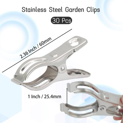 30 PCS Stainless Steel Garden Clips, 1 Inch, 2.36 Inch Long