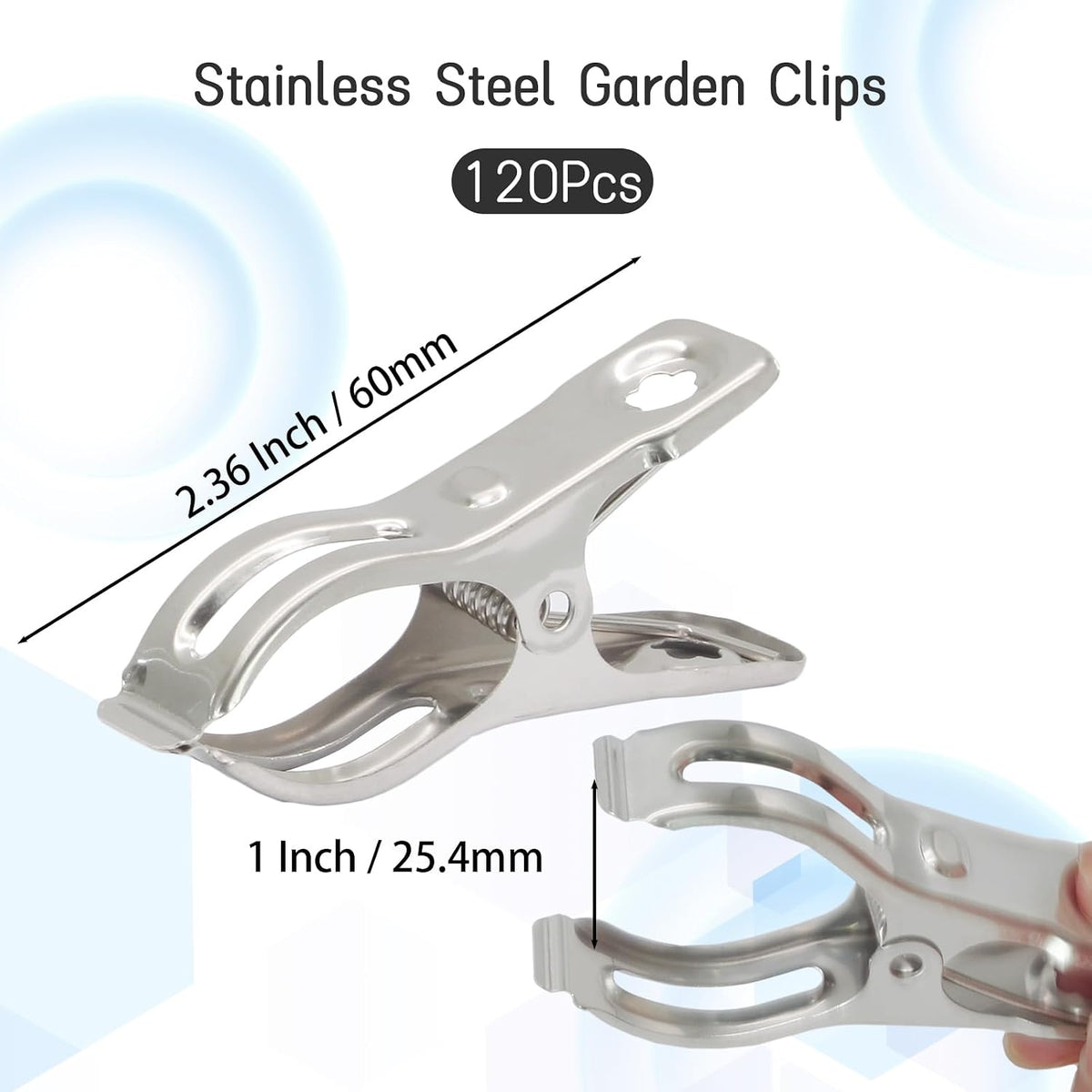 30 PCS Stainless Steel Garden Clips, 1 Inch, 2.36 Inch Long