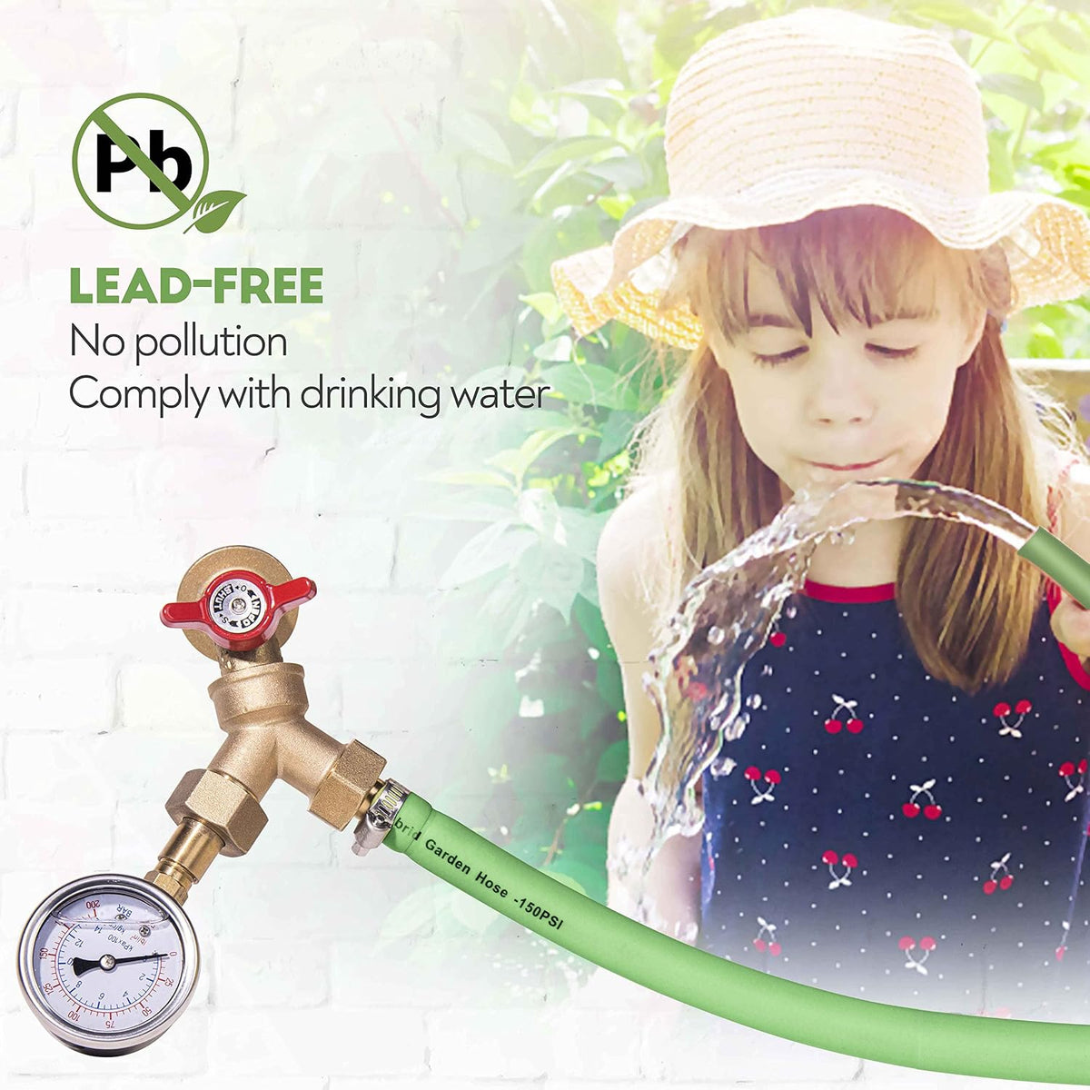 (2 PACK) Solid Brass Lead-Free Body Backyard 2 Way Y Valve Garden Hose Connector MHT 3/4" Inch Thread Splitter Adapter + 4 Silicone Hose Washers