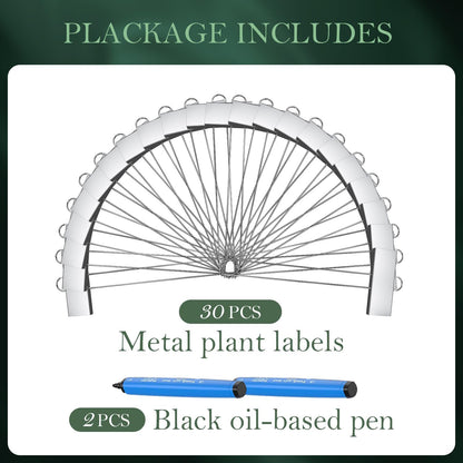 30 Pack Metal Plant Labels for Outdoor Garden Waterproof Plant Markers, Labels Garden Markers for Seedlings Herbs Vegetable Greenhouse Gifts, with Pen