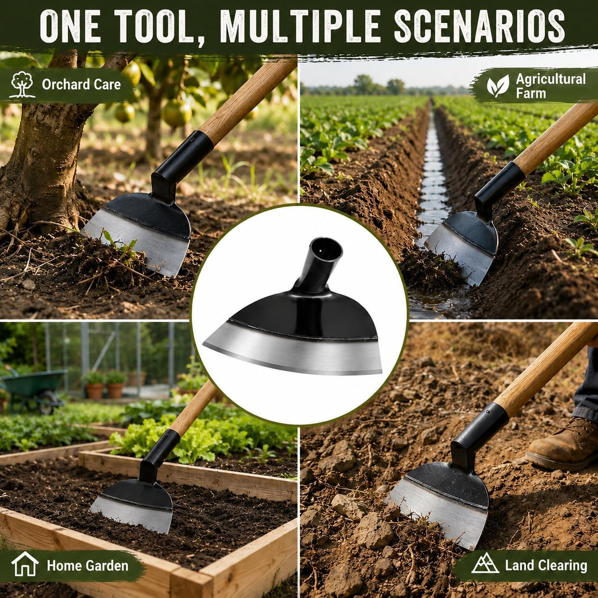 9.25in Heavy Duty Steel Garden Hoe Head, Hoe Garden Tool for Garden