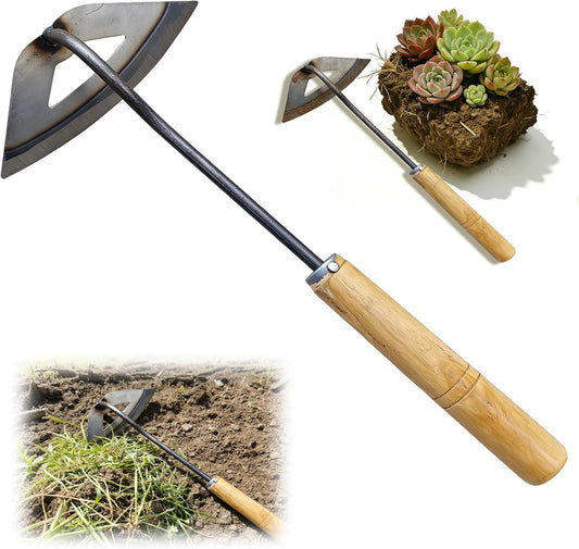 Kana Hoe 217 Japanese Garden Tool - Hand Hoe/Sickle is Perfect for Weeding and Cultivating. The Blade Edge is Very Sharp., Beige-020