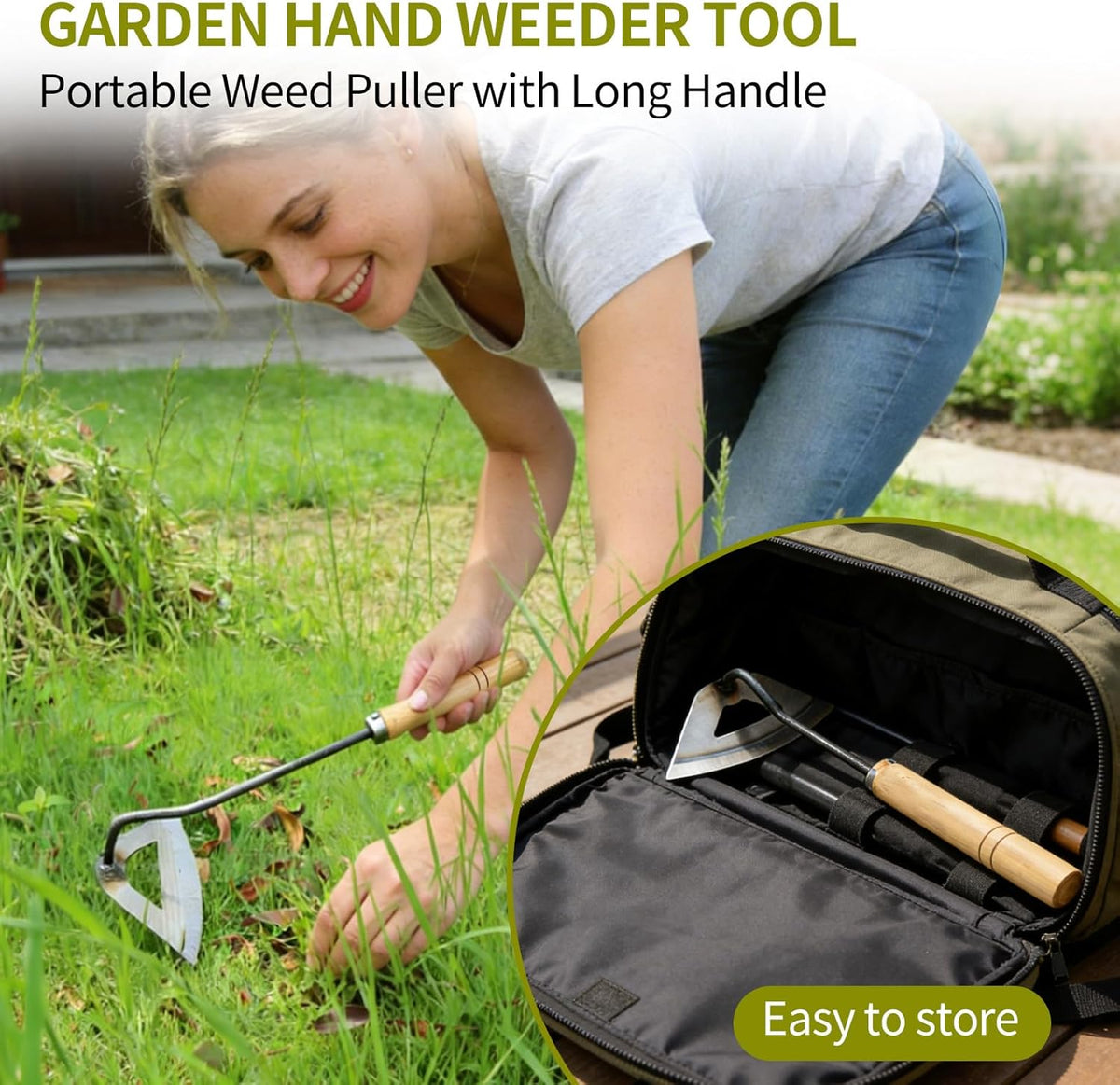 Kana Hoe 217 Japanese Garden Tool - Hand Hoe/Sickle is Perfect for Weeding and Cultivating. The Blade Edge is Very Sharp., Beige-020