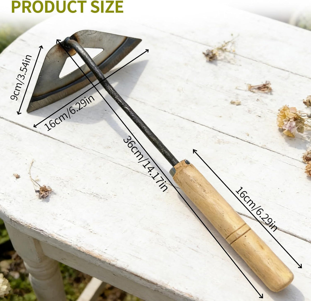Kana Hoe 217 Japanese Garden Tool - Hand Hoe/Sickle is Perfect for Weeding and Cultivating. The Blade Edge is Very Sharp., Beige-020