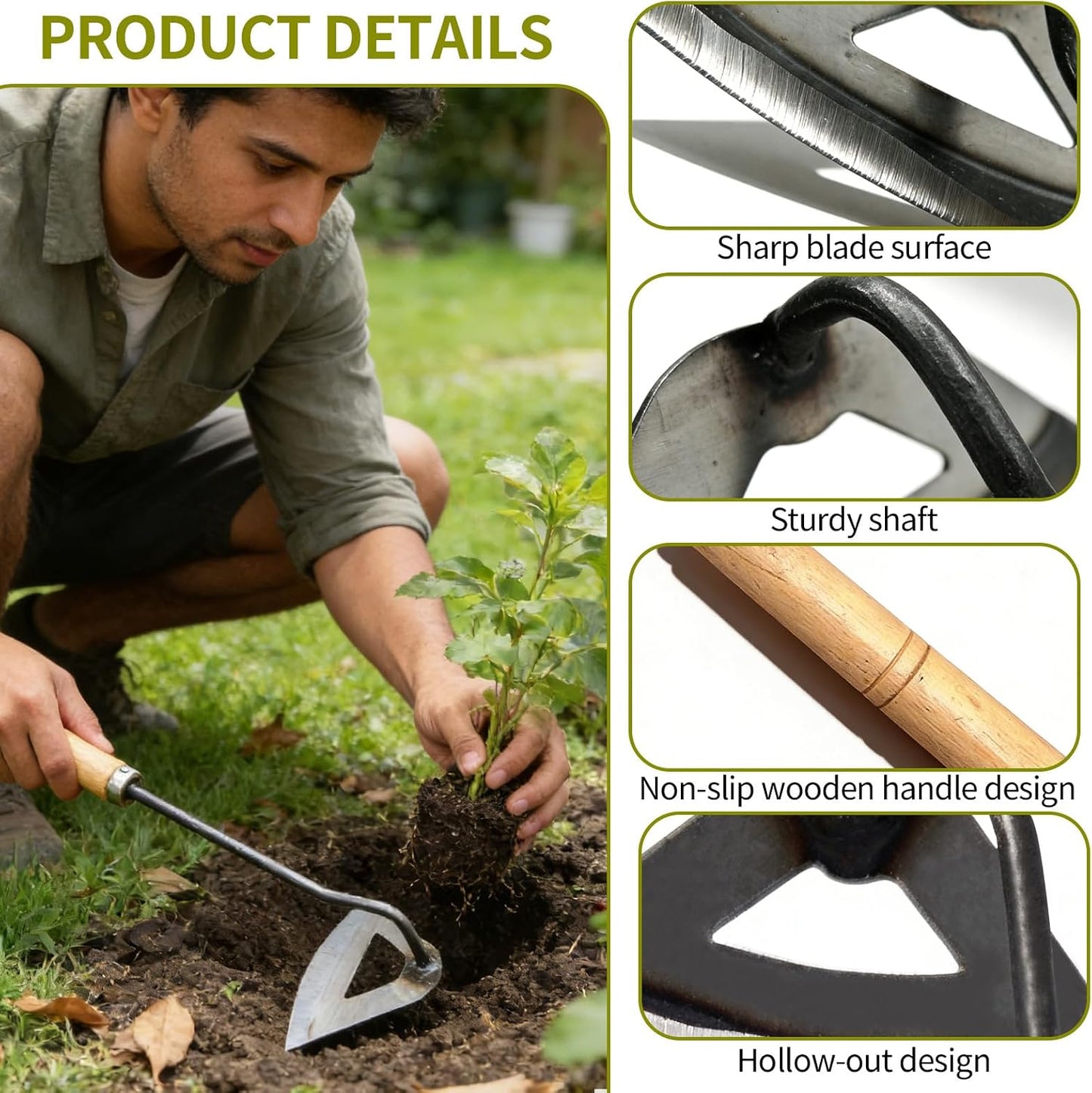 Kana Hoe 217 Japanese Garden Tool - Hand Hoe/Sickle is Perfect for Weeding and Cultivating. The Blade Edge is Very Sharp., Beige-020