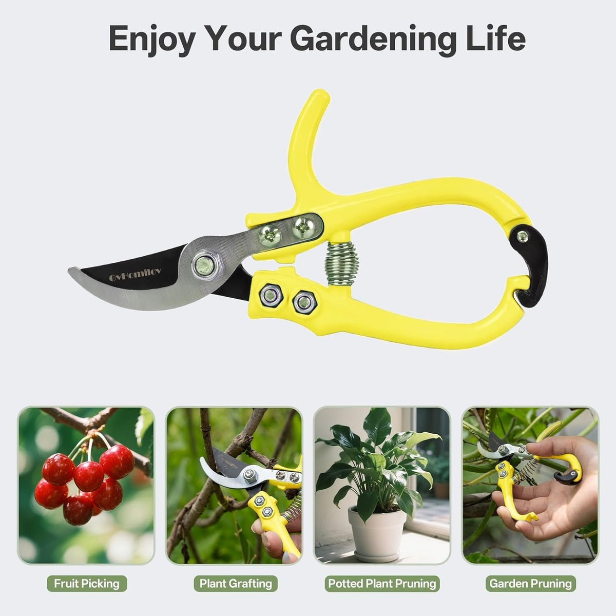 Q-Shaped Lightweight Gardening Pruning Shears for Plant & Tree Trimming