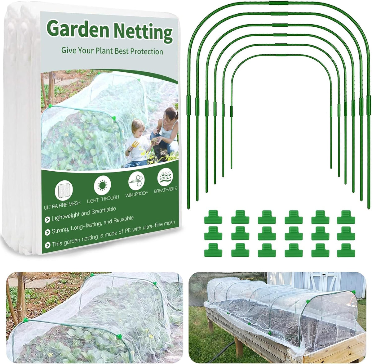 Garden Netting Kit for Raised Beds, 8 x 20 FT Ultra Fine Mesh