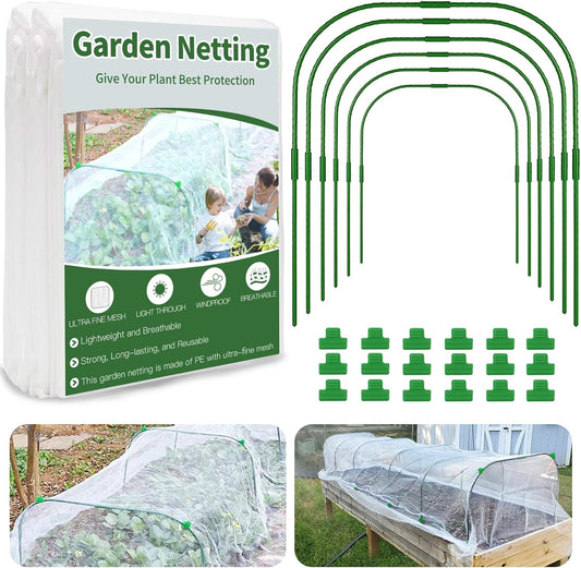 Garden Netting Kit for Raised Beds, 8 x 20 FT Ultra Fine Mesh