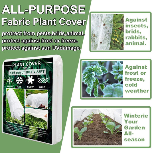Plant Covers Freeze Protection 10×33ft Row Cover Against Frost Snow