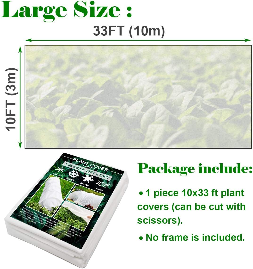 Plant Covers Freeze Protection 10×33ft Row Cover Against Frost Snow