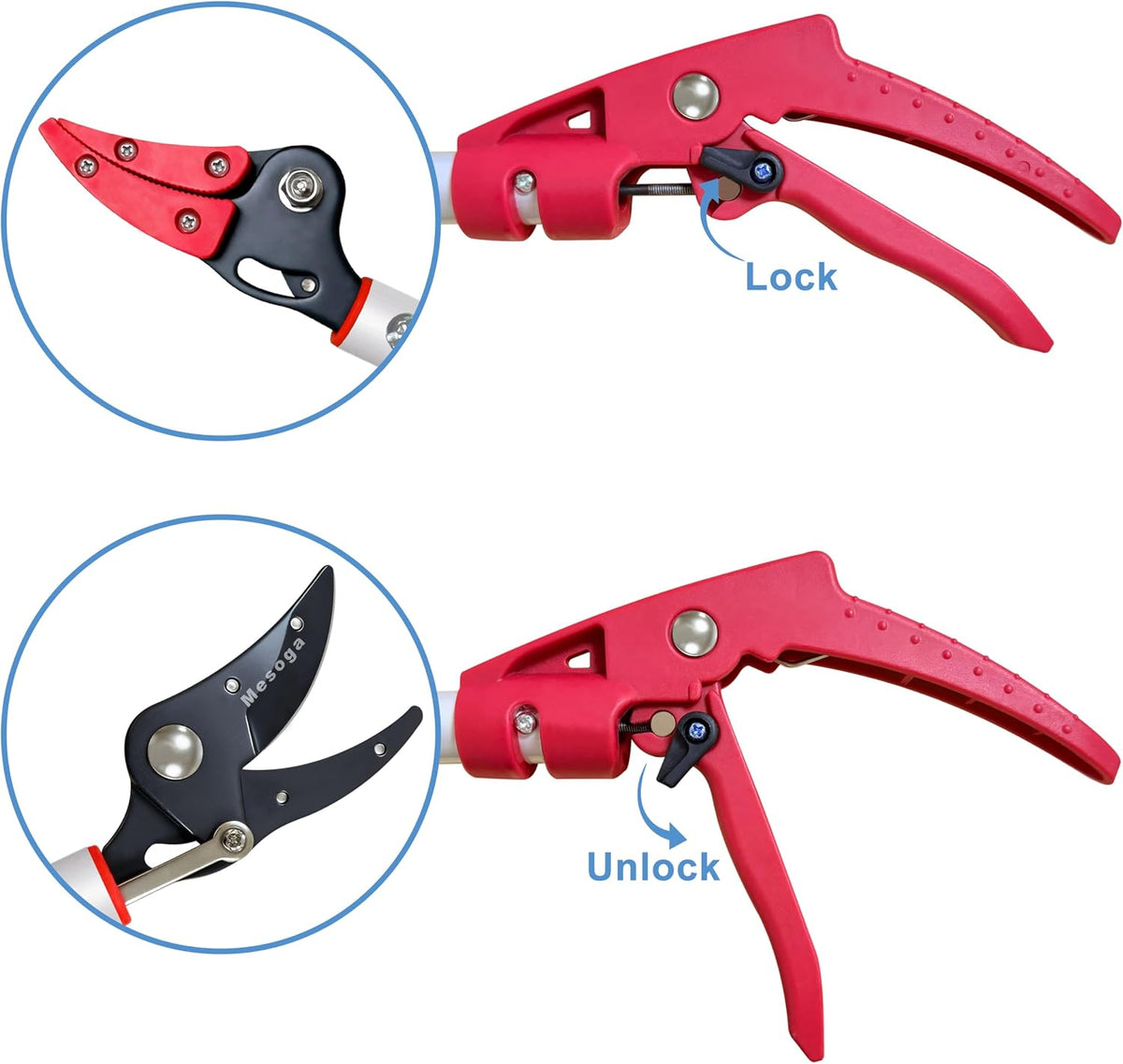 Tree Pruner, 4 FT Long Reach Pruner with SK5 Steel Blade, Aluminum Pole Tree Trimmer, Fruit Picking Tool, Cut and Hold, Bypass Pruner