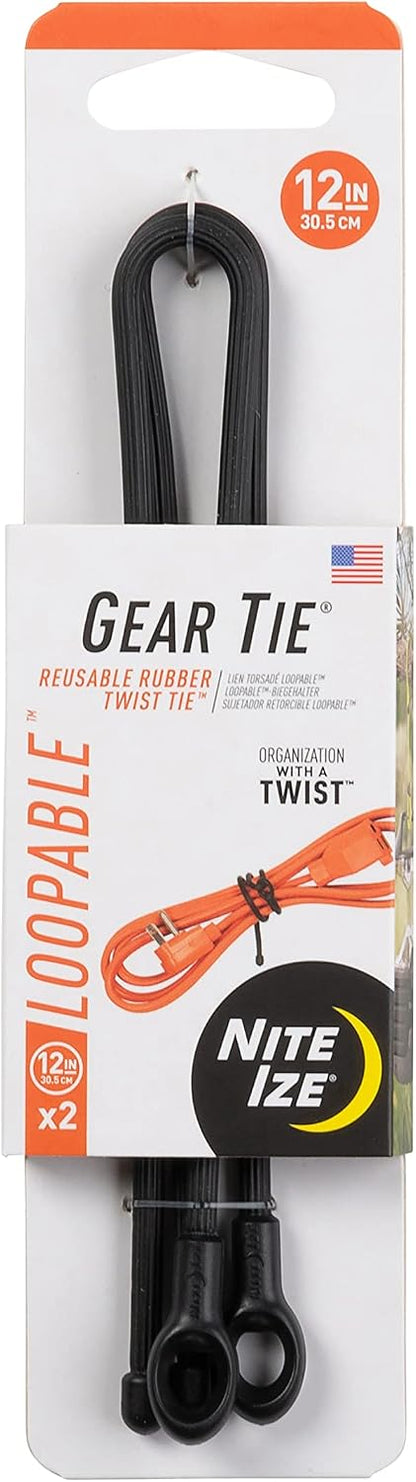 Gear Tie Loopable, Reusable Cable Tie, 18 Inch, Orange, 2 Pack