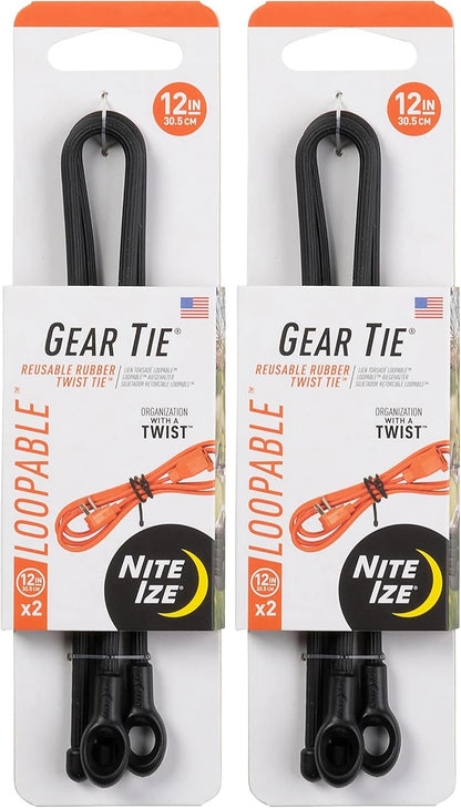 Gear Tie Loopable, Reusable Cable Tie, 18 Inch, Orange, 2 Pack