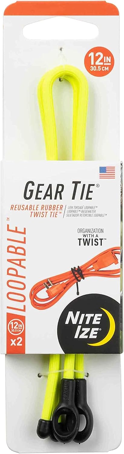 Gear Tie Loopable, Reusable Cable Tie, 18 Inch, Orange, 2 Pack