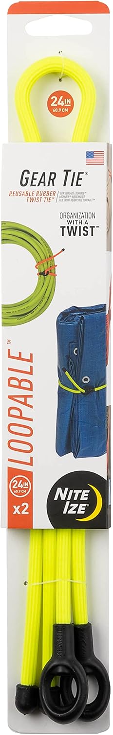 Gear Tie Loopable, Reusable Cable Tie, 18 Inch, Orange, 2 Pack