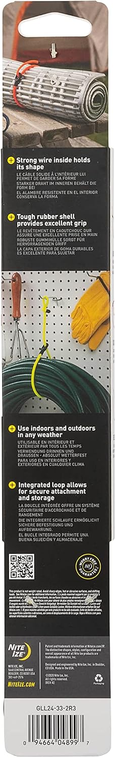 Gear Tie Loopable, Reusable Cable Tie, 18 Inch, Orange, 2 Pack