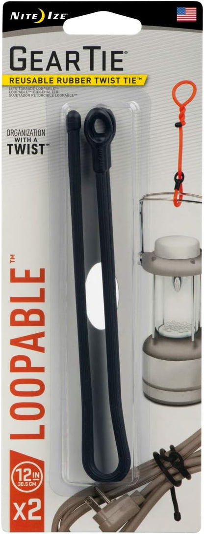 Gear Tie Loopable, Reusable Cable Tie, 18 Inch, Orange, 2 Pack