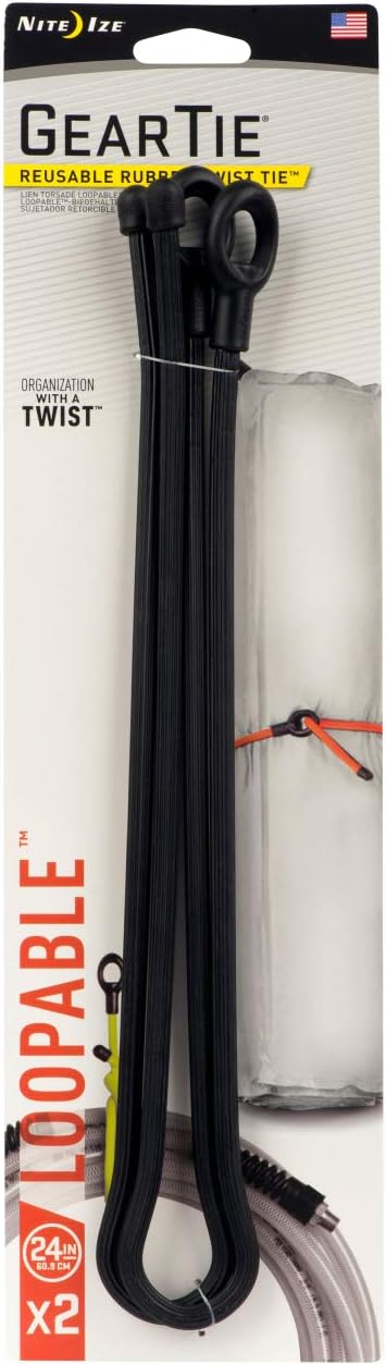 Gear Tie Loopable, Reusable Cable Tie, 18 Inch, Orange, 2 Pack
