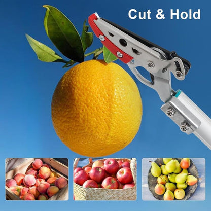 4.2 FT Cut & Hold Pole Pruner, Long Reach Fruit Picker with 180° Rotating Head & SK5 Steel Blade, Cuts Up to 1/2"