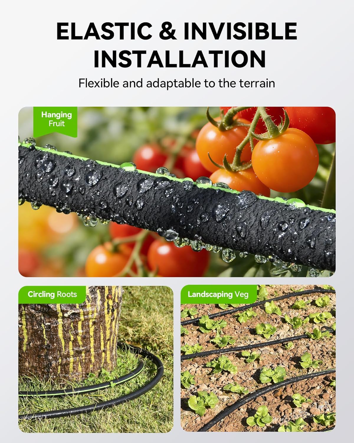 1/2'' Soaker Hose 25ft for Garden, Drip Irrigation Hose, Water Seeper Soaker Hoses for Foundation Watering, Save 80% Water for Vegetable Gardens, Flower Beds, Lawns, Orchards, Black