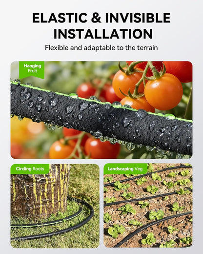 1/2'' Soaker Hose 25ft for Garden, Drip Irrigation Hose, Water Seeper Soaker Hoses for Foundation Watering, Save 80% Water for Vegetable Gardens, Flower Beds, Lawns, Orchards, Black