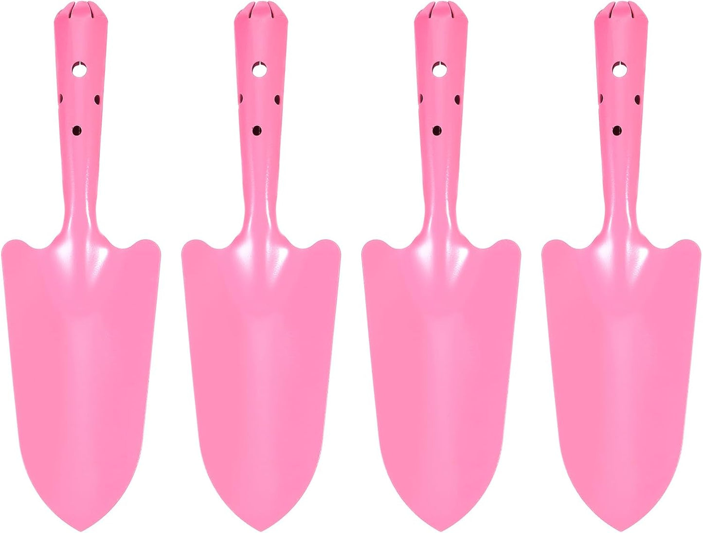 4pcs Mini Colorful Metal Hand Shovel 11" x 3" Digging Trowel Set Transplanting Garden Tools for Flower Soil Digging Planting Weeding Transplanting Garden, Pink