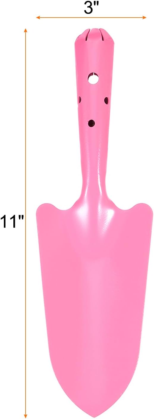 4pcs Mini Colorful Metal Hand Shovel 11" x 3" Digging Trowel Set Transplanting Garden Tools for Flower Soil Digging Planting Weeding Transplanting Garden, Pink