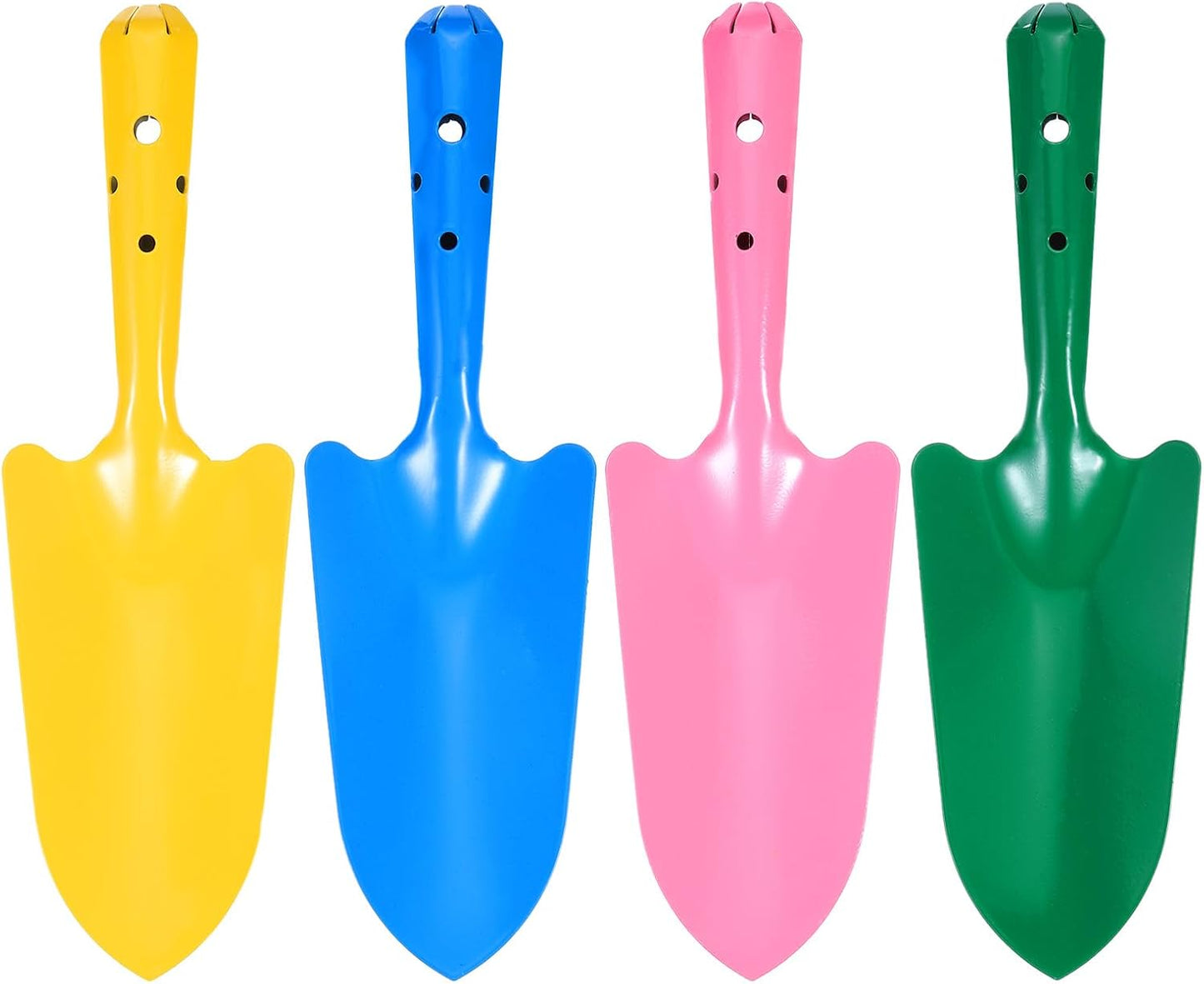 4pcs Mini Colorful Metal Hand Shovel 11" x 3" Digging Trowel Set Transplanting Garden Tools for Flower Soil Digging Planting Weeding Transplanting Garden, Pink