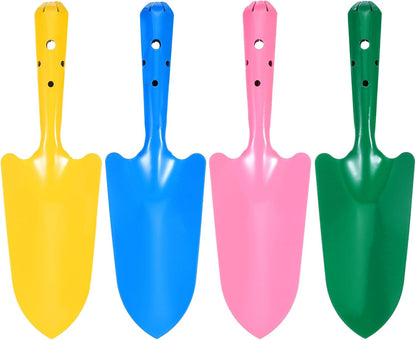 4pcs Mini Colorful Metal Hand Shovel 11" x 3" Digging Trowel Set Transplanting Garden Tools for Flower Soil Digging Planting Weeding Transplanting Garden, Pink