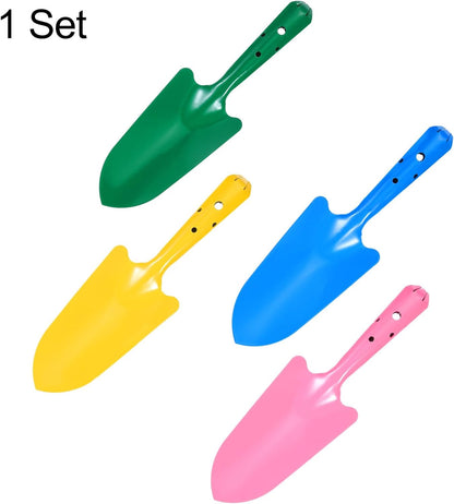 4pcs Mini Colorful Metal Hand Shovel 11" x 3" Digging Trowel Set Transplanting Garden Tools for Flower Soil Digging Planting Weeding Transplanting Garden, Pink