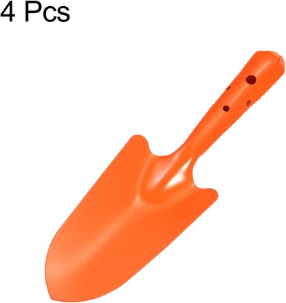 4pcs Mini Colorful Metal Hand Shovel 11" x 3" Digging Trowel Set Transplanting Garden Tools for Flower Soil Digging Planting Weeding Transplanting Garden, Pink