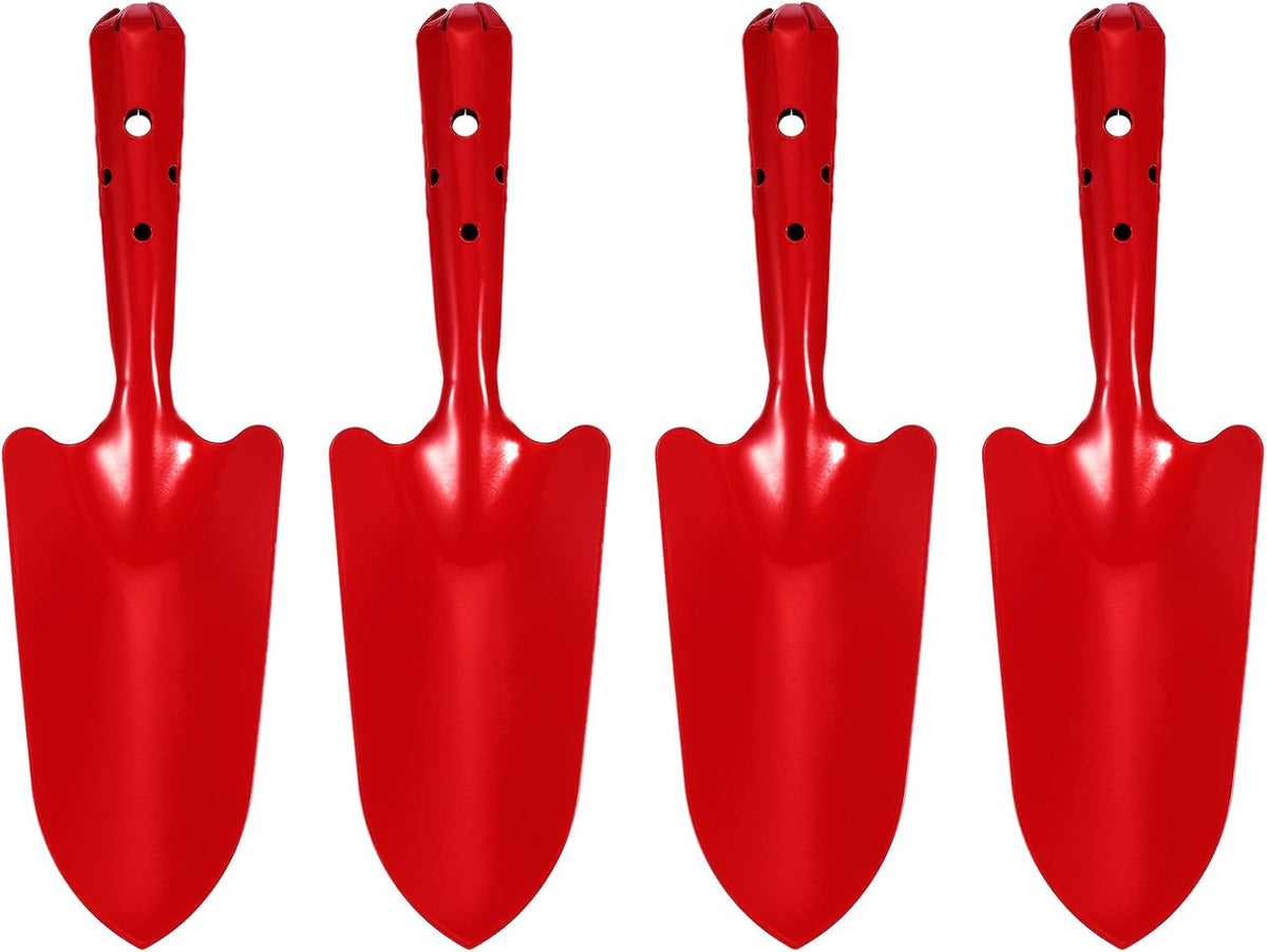 4pcs Mini Colorful Metal Hand Shovel 11" x 3" Digging Trowel Set Transplanting Garden Tools for Flower Soil Digging Planting Weeding Transplanting Garden, Pink