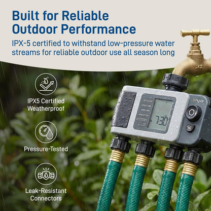 B-hyve XD 4-Port Smart Hose Watering Timer - App Controlled - Smart WeatherSense - Bluetooth Sprinkler Timer with Remote Control - Multi Outlet Yard Irrigation System - 24634
