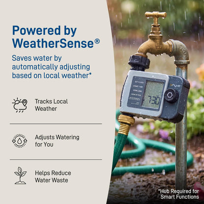 B-hyve XD 4-Port Smart Hose Watering Timer - App Controlled - Smart WeatherSense - Bluetooth Sprinkler Timer with Remote Control - Multi Outlet Yard Irrigation System - 24634