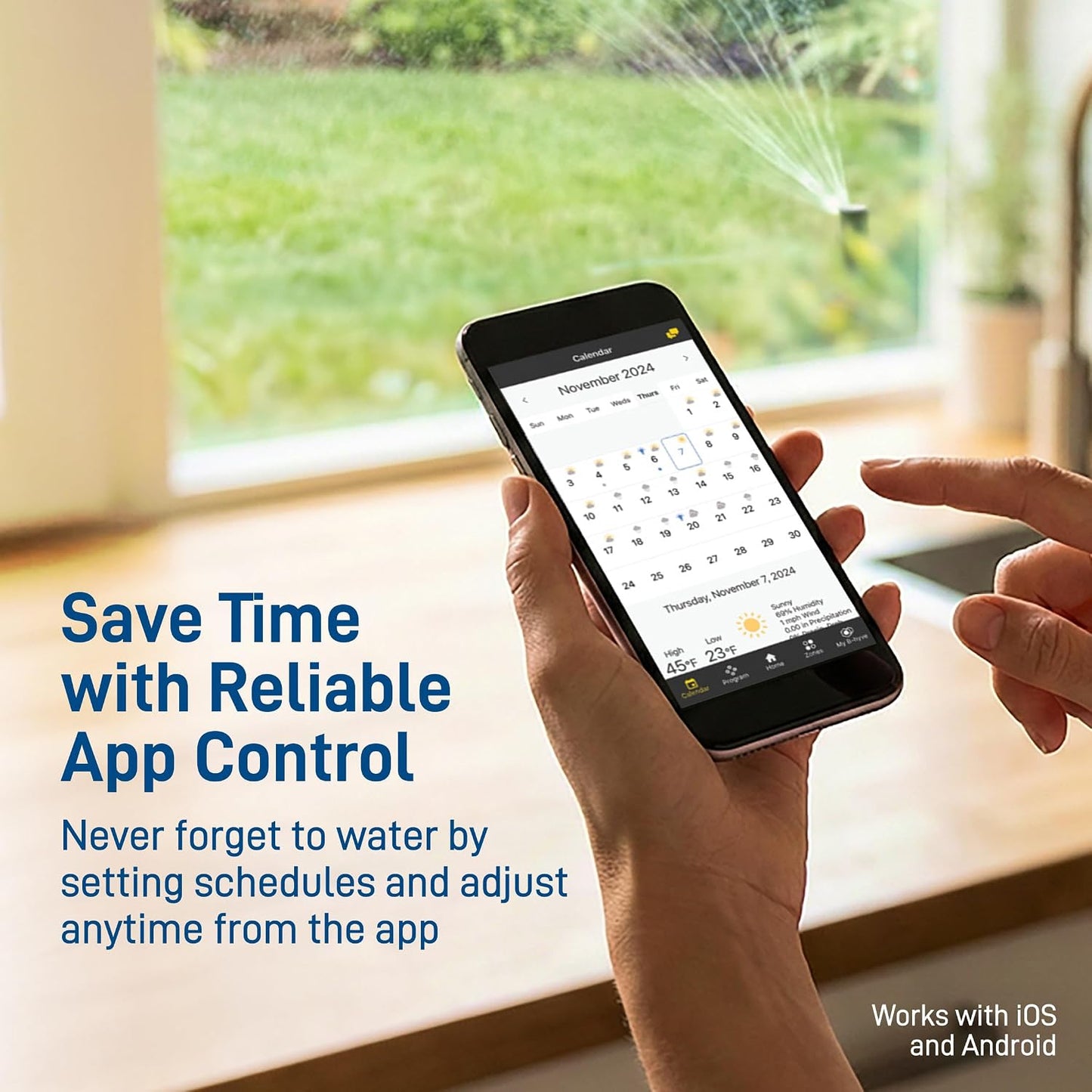 B-hyve XD 4-Port Smart Hose Watering Timer - App Controlled - Smart WeatherSense - Bluetooth Sprinkler Timer with Remote Control - Multi Outlet Yard Irrigation System - 24634