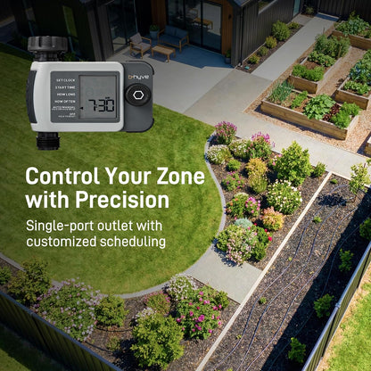 B-hyve XD 4-Port Smart Hose Watering Timer - App Controlled - Smart WeatherSense - Bluetooth Sprinkler Timer with Remote Control - Multi Outlet Yard Irrigation System - 24634