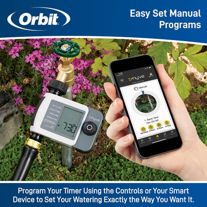 B-hyve XD 4-Port Smart Hose Watering Timer - App Controlled - Smart WeatherSense - Bluetooth Sprinkler Timer with Remote Control - Multi Outlet Yard Irrigation System - 24634