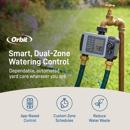 B-hyve XD 4-Port Smart Hose Watering Timer - App Controlled - Smart WeatherSense - Bluetooth Sprinkler Timer with Remote Control - Multi Outlet Yard Irrigation System - 24634