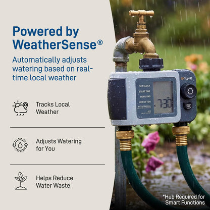 B-hyve XD 4-Port Smart Hose Watering Timer - App Controlled - Smart WeatherSense - Bluetooth Sprinkler Timer with Remote Control - Multi Outlet Yard Irrigation System - 24634