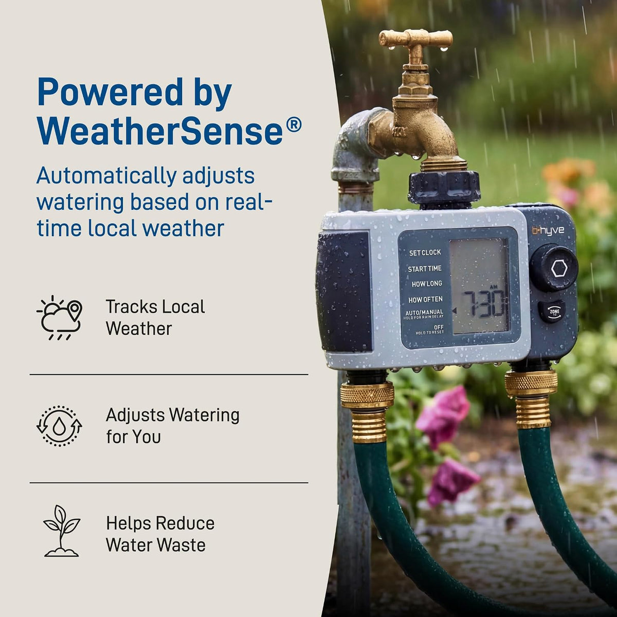 B-hyve XD 4-Port Smart Hose Watering Timer - App Controlled - Smart WeatherSense - Bluetooth Sprinkler Timer with Remote Control - Multi Outlet Yard Irrigation System - 24634